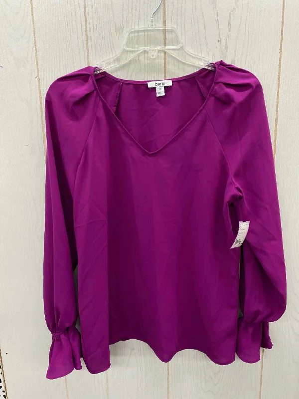 BarIII Purple Womens Size XS Shirt Satin Fabric Silk Fabric Chiffon Fabric