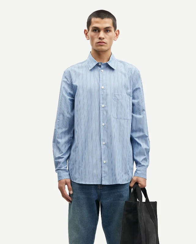 SADAMON J SHIRT 13072 / CORONET BLUE ST. Zippered Front Buttoned Front Snap Front