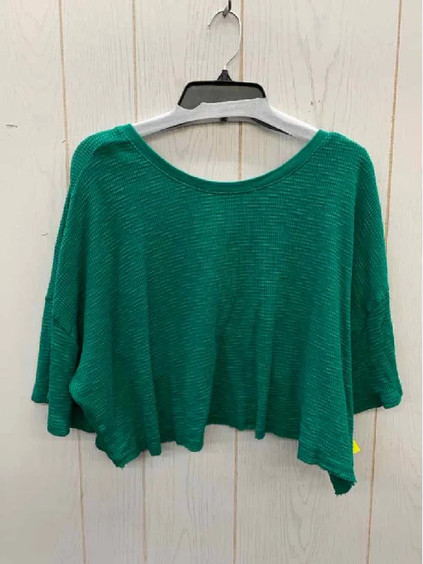 AERIE Green Womens Size XXL Shirt Terry Blend Velvet Blend Canvas Blend