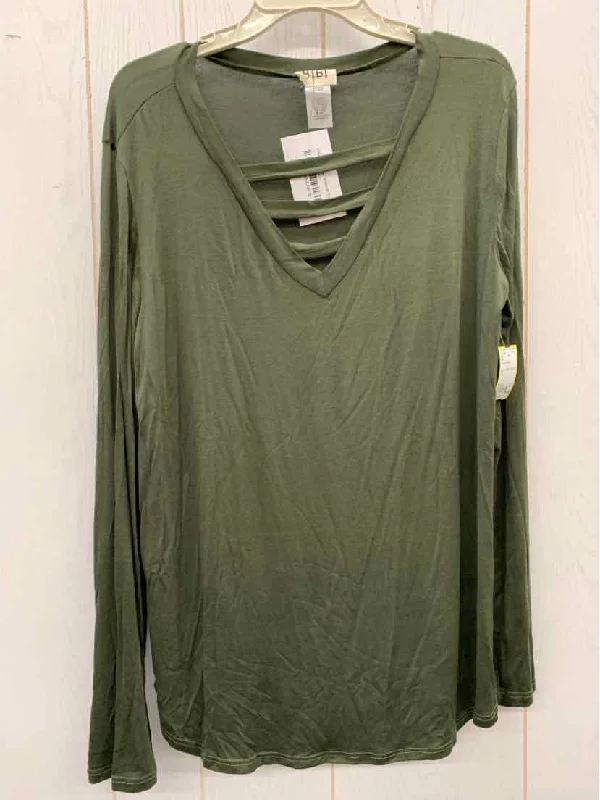 Bibi Olive Womens Size L Shirt Zippered Front Buttoned Front Snap Front