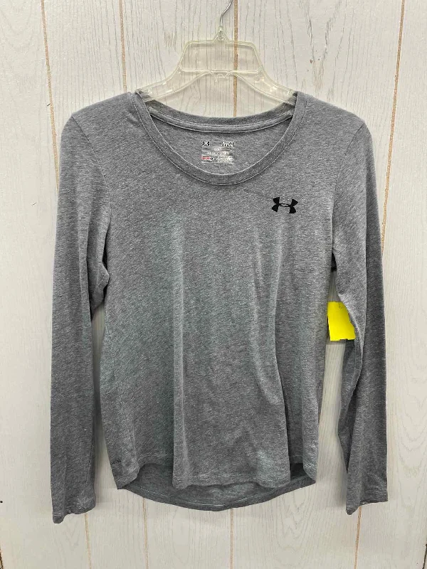 Under Armour Gray Womens Size Small Shirt Zippered Buttoned Snapped