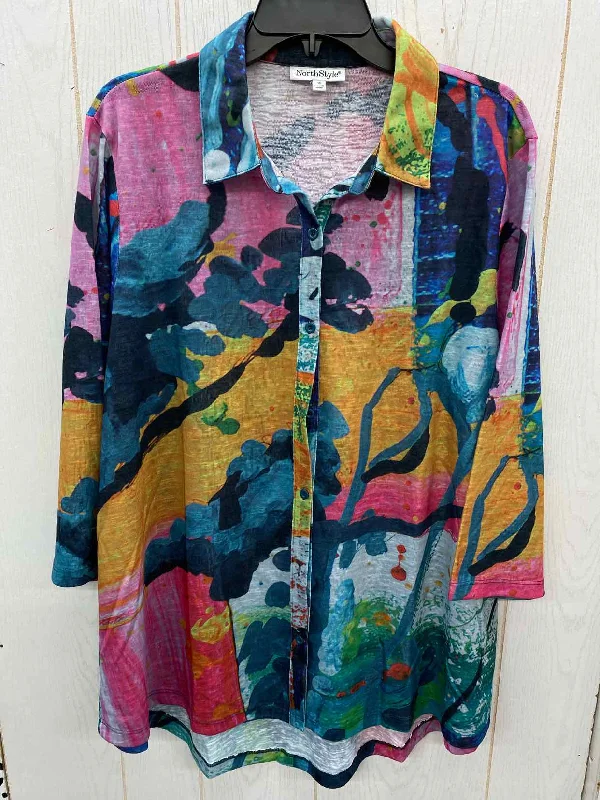 NorthStyle Multi-Color Womens Size 1X Shirt Elasticated Padded Insulated