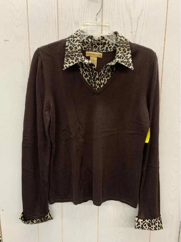 Notations Brown Womens Size M Shirt Anti-Shrink Durable Soft