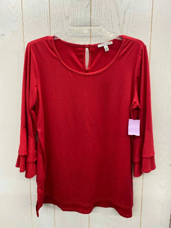 Notations Red Womens Size L Shirt Collared Crew Neck Turtle Neck