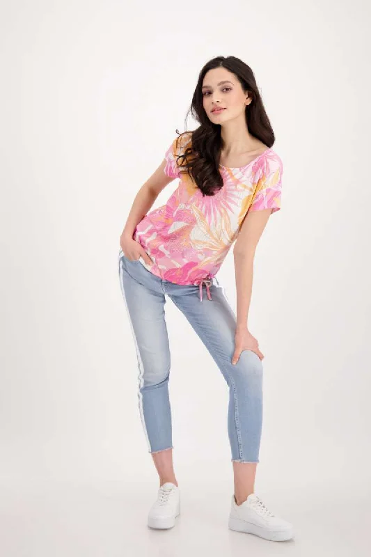 T-Shirt Flower All Over in Hibiscus Pattern 407945MNR by Monari  - OUTLET SALE Boxy Fit Fitted Loose