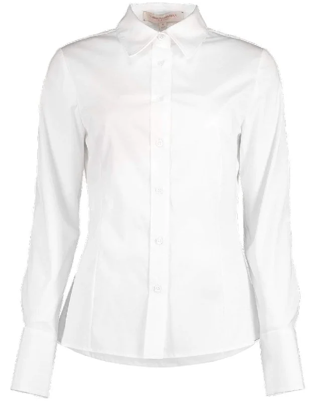 White Long Sleeve Button Down Shirt Handmade Hand-knitted Hand-woven