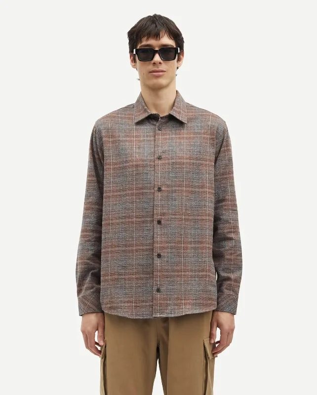 SADAMON X SHIRT 15366 / CAPPUCCINO MELANGE CHECK Terry Blend Velvet Blend Canvas Blend