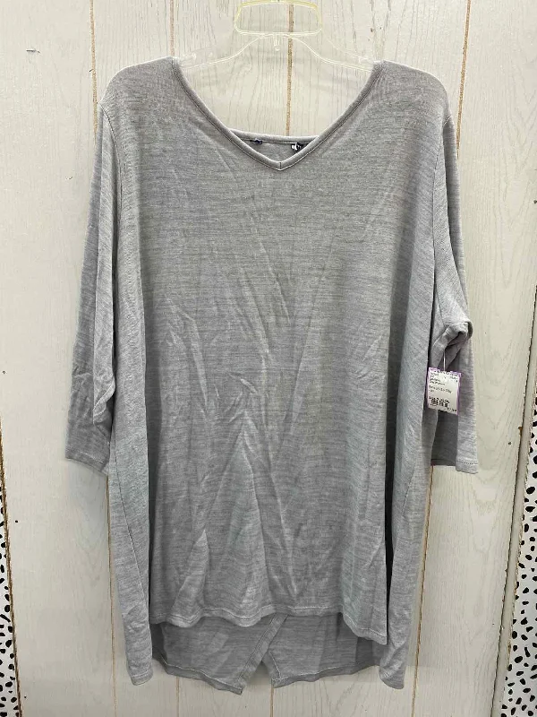 Lands End Gray Womens Size 20/22W Shirt Sequined Glittery Shiny