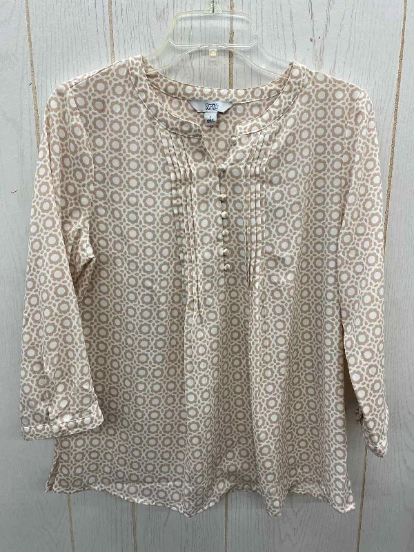 Croft & Barrow Tan Womens Size Small Shirt Print Jacquard Patchwork