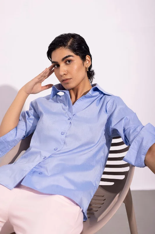 Sapphire- Laid Back Collared Shirt Fashionable Trendy Casual