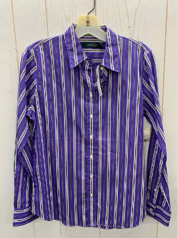 Ralph Lauren Purple Womens Size Small Shirt Terry Blend Velvet Blend Canvas Blend