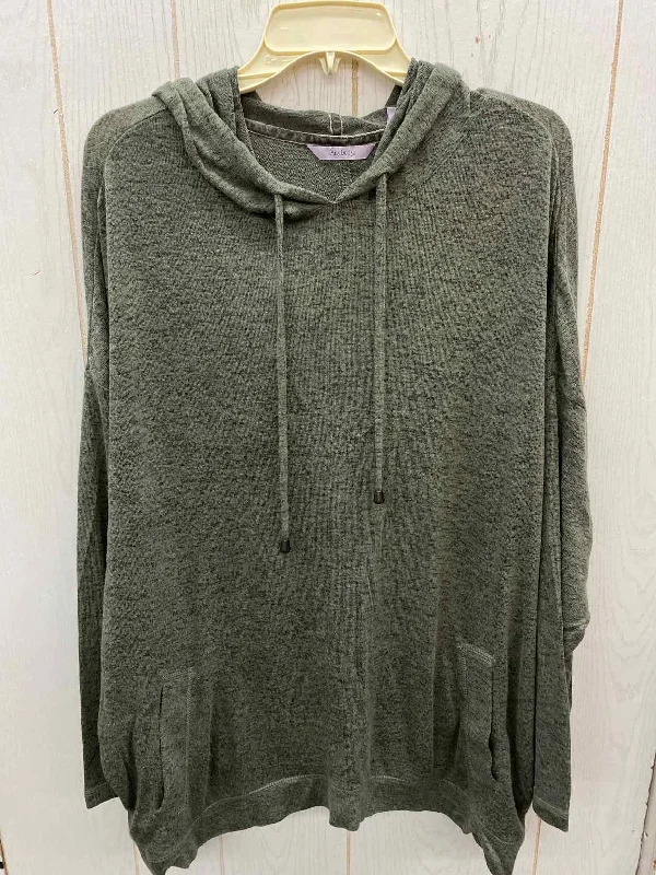 AnyBody Olive Womens Size L/XL Shirt Chenille Blend Fleece Blend Nylon Blend