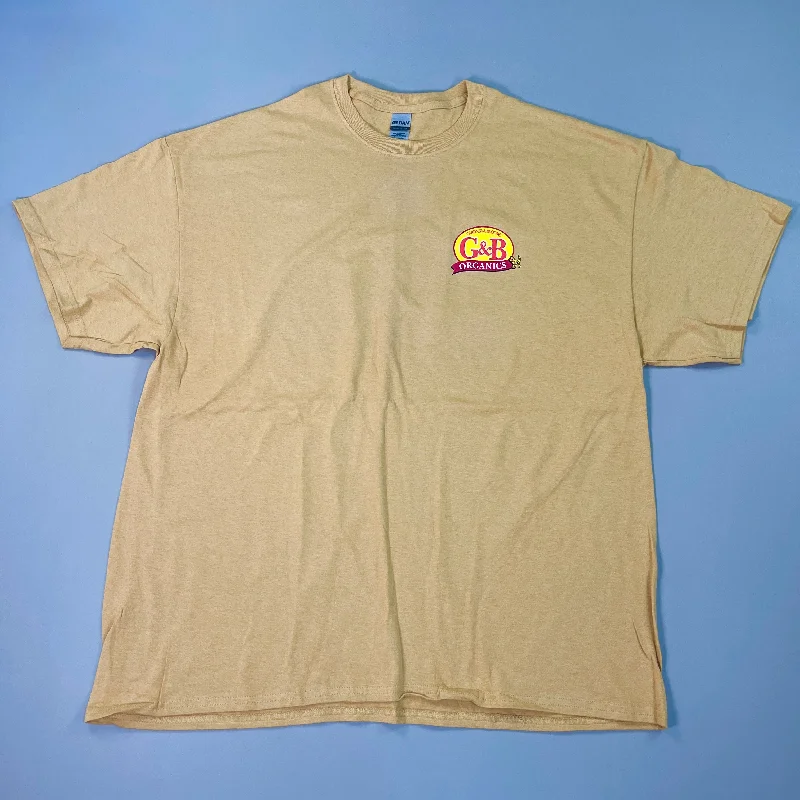 G&B Organics "I'm Diggin This" Logo T-shirt Unisex Sz 2XL Mustard Yellow (New) Solid Color Striped Floral