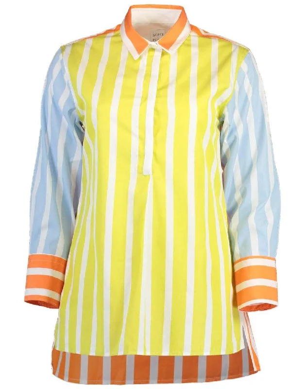 Nattie Colorblock Poplin Striped Shirt Layered Multi-layer Single Layer