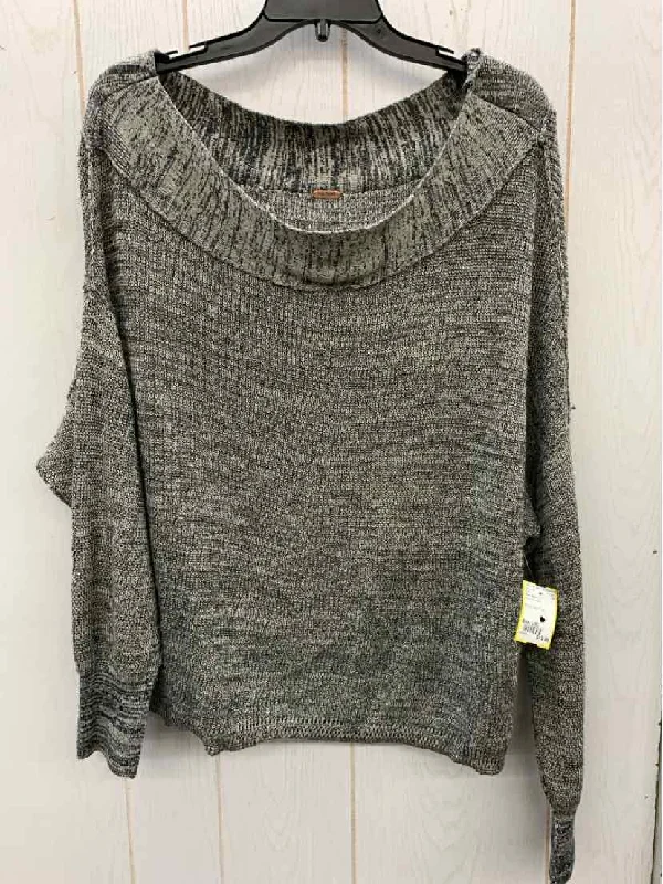 Free People Gray Womens Size L/XL Shirt Chenille Fabric Brocade Fabric Lace Fabric