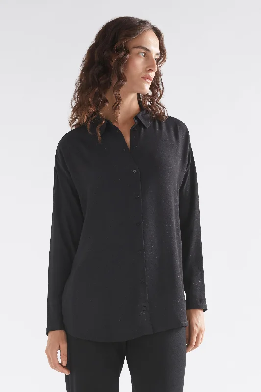 Elk Blic Sheer Shirt - Black Metallic Spandex Blend Rayon Blend Denim Blend