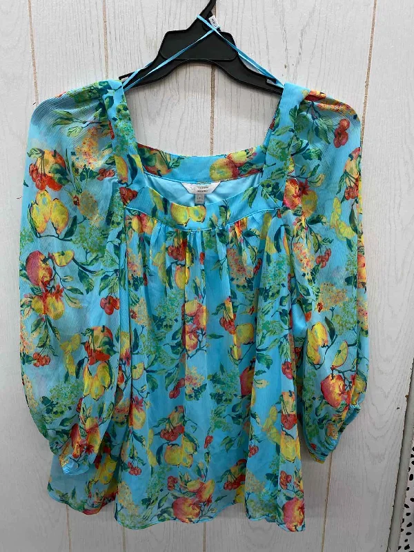 Lauren Conrad Teal Womens Size XXL Shirt Rayon Velvet Corduroy