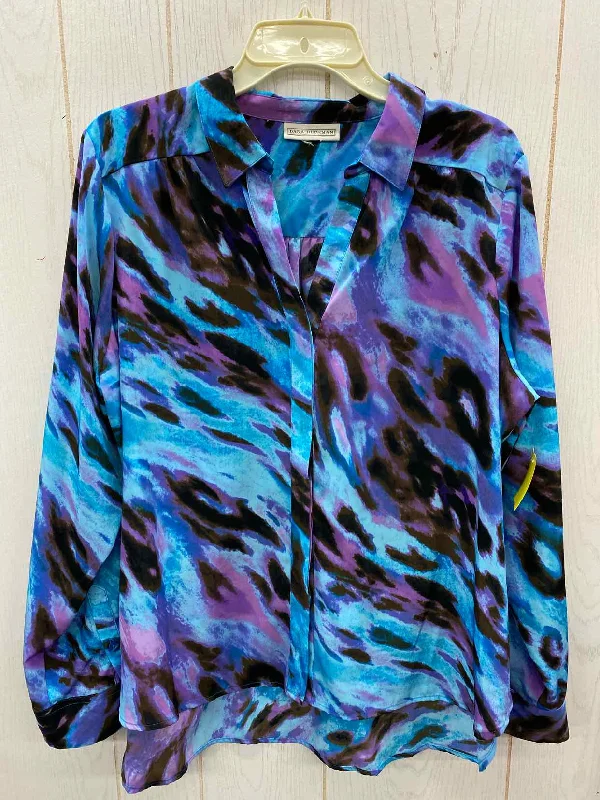 Dana Buchman Blue Womens Size L/XL Shirt Fleece Nylon Spandex