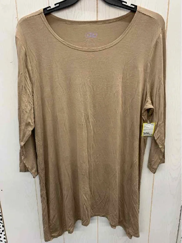 LOGO Tan Womens Size 16/18 Shirt Cashmere Blend Cotton Blend Poly Blend