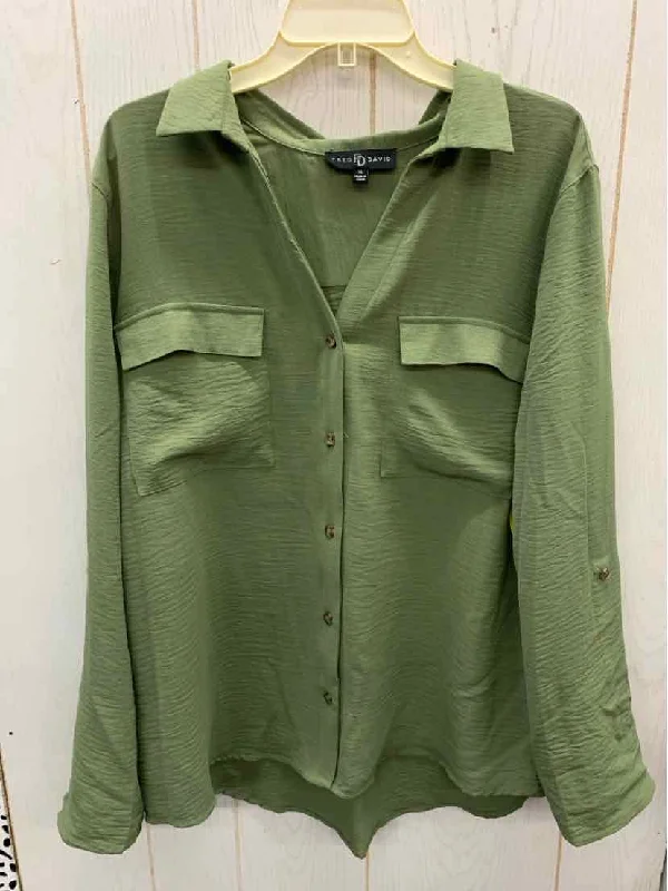 Fred David Olive Womens Size XL Shirt Mesh Canvas Denim