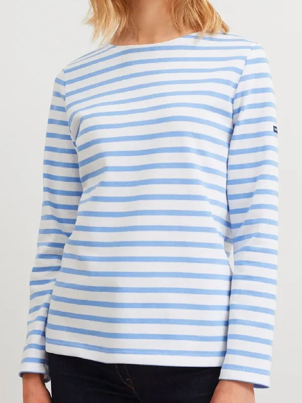 Saint James Minquidame Striped Women's Sailor Shirt Collared T-Shirt Boat Neck A-Line