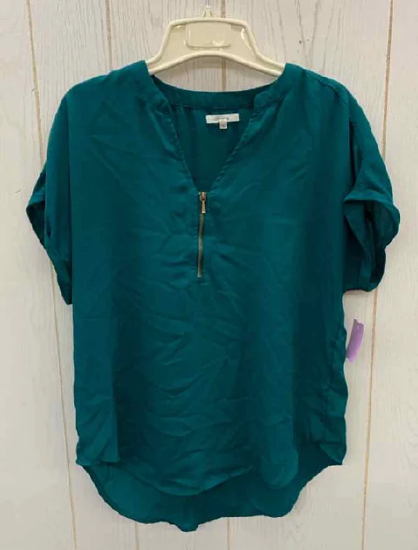 Maurices Teal Womens Size Small Shirt Plaid T-Shirt Polka Dot Checkered