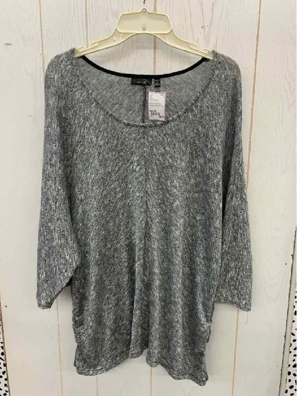 Apt 9 Gray Womens Size 1X Shirt Chenille Brocade Lace