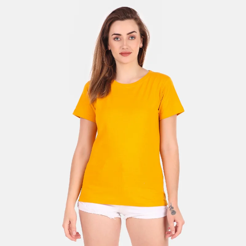 Women Mustard Cotton T-Shirt Mesh Blend Leather Blend Suede Blend