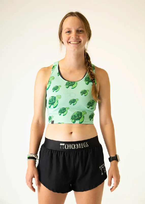 Sea Turtles PWR Crop Top Zippered Front Buttoned Front Snap Front