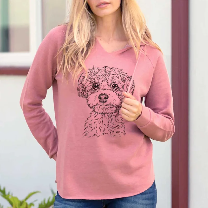 Elliott the Yorkiepoo - Cali Wave Hooded Sweatshirt Hoodie with Front Slit Layering Stylish