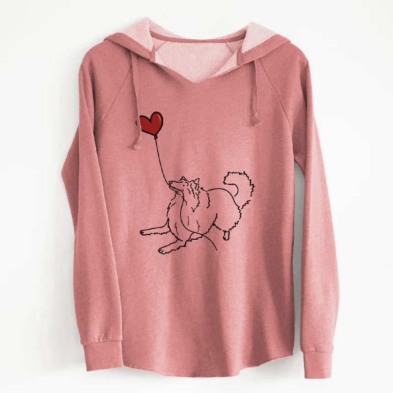 Rough Collie Heart String - Cali Wave Hooded Sweatshirt Hoodie with Exposed Zipper Edgy Industrial