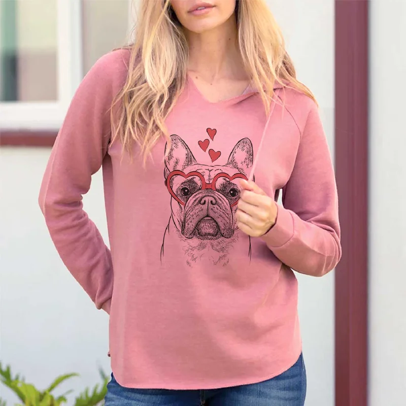 Valentine Acelynn the French Bulldog - Cali Wave Hooded Sweatshirt Hoodie with V-Neck Classic Versatile