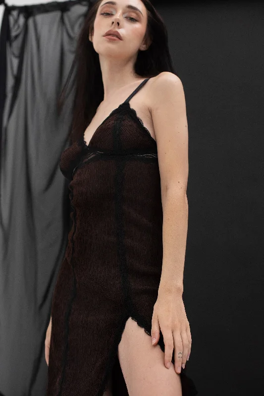 Rachel Slip Dress in Chocolate Boatneck Modish Everyday