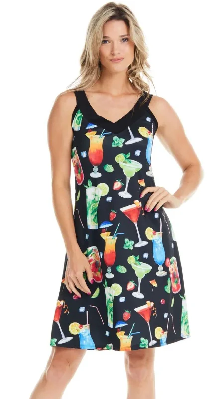 Cocktail Print A-Line Dress. Style GITV39-C466B Tunics Running lightweight