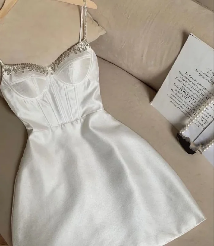 White Short Homecoming Dress Party Dresses Tunics Chic elegant