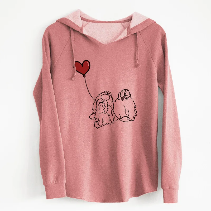 Shih Tzu Heart String - Cali Wave Hooded Sweatshirt Hoodie with Relaxed Fit Easy Casual