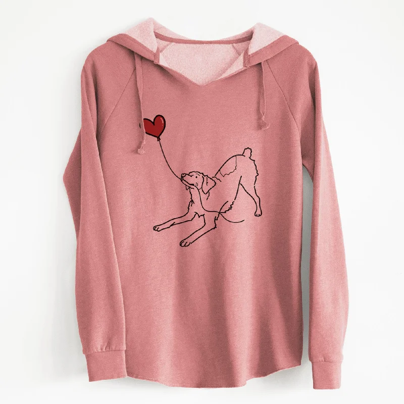 Brittany Spaniel Heart String - Cali Wave Hooded Sweatshirt Hoodie with Drop Shoulder Relaxed Streetwear