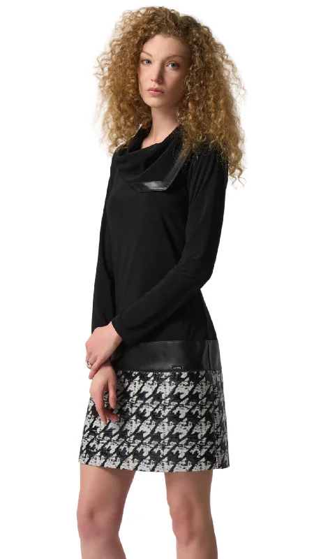 Houndstooth Print Cowl Neck Dress. Style JR233130 Tunics Chic fashionable