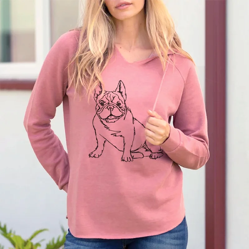 Doodled French Bulldog - Cali Wave Hooded Sweatshirt Hoodie with Print Artistic Unique