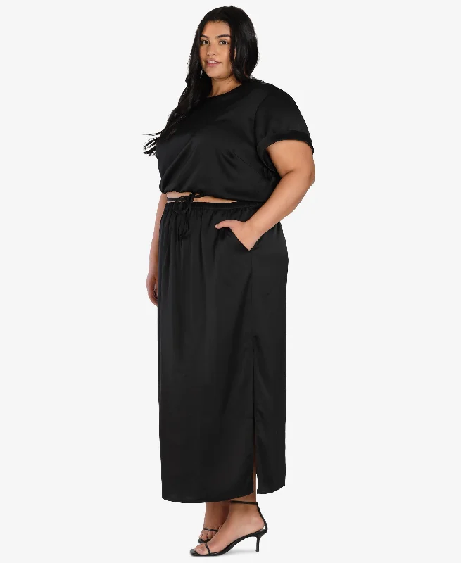 Nicole Williams English Plus Size Satin Crop Top Modern Contemporary Chic