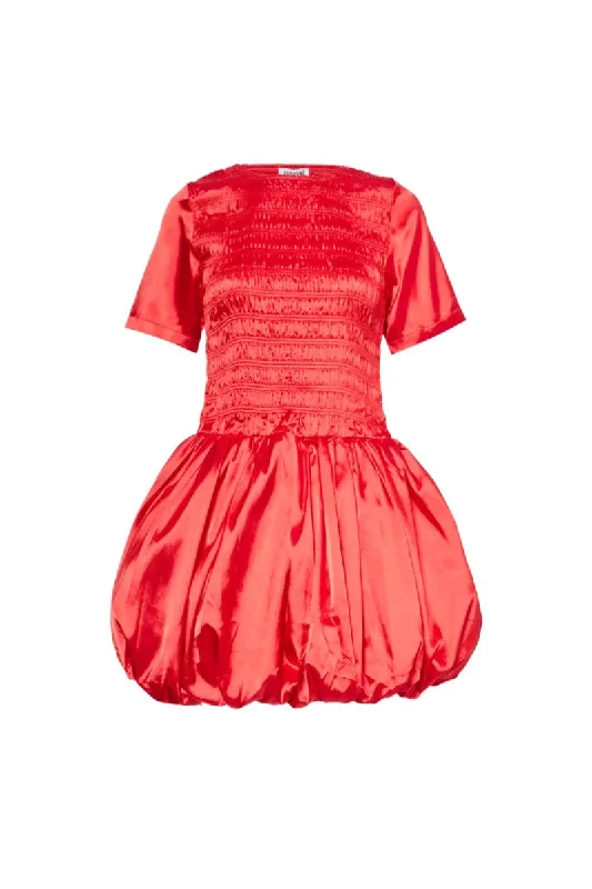 ELEANOR SATIN DRESS IN RED empire Waist empire