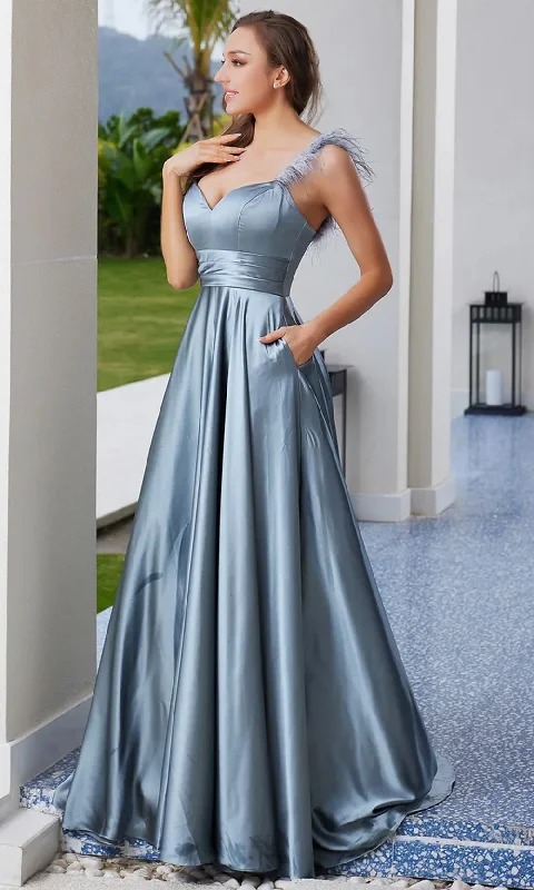 J'Adore Dresses J23009 - Fitted Bodice A-Line Prom Gown Off-the-shoulder Chic Trendy