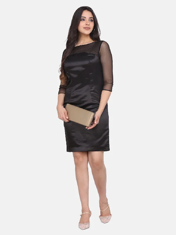 Satin Party Dress - Black Tunics Review highly