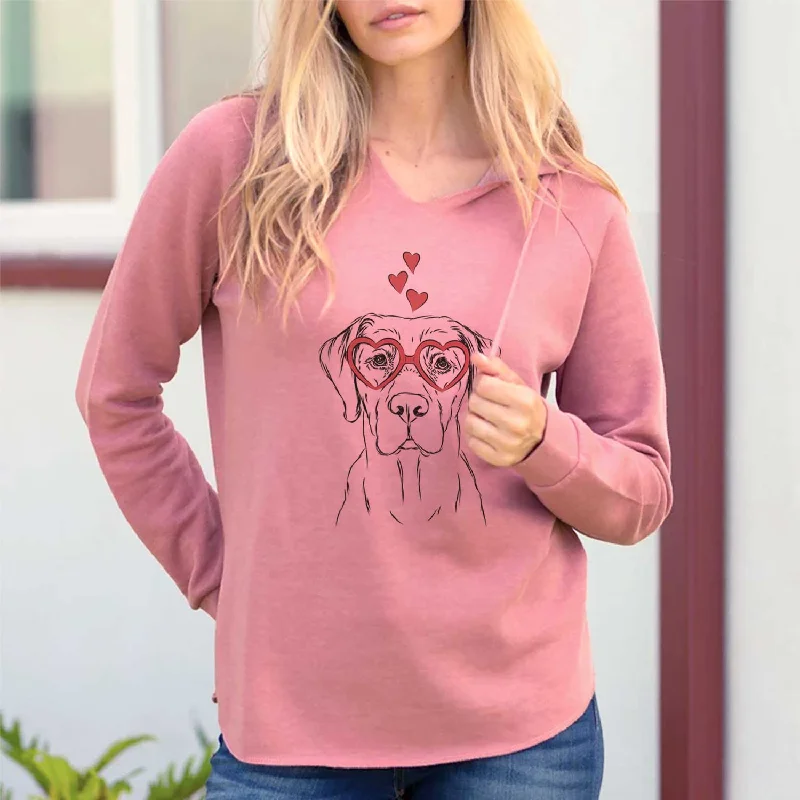 Valentine Rowdy the Labrador Retriever - Cali Wave Hooded Sweatshirt Hoodie with Hem Frayed Vintage Worn