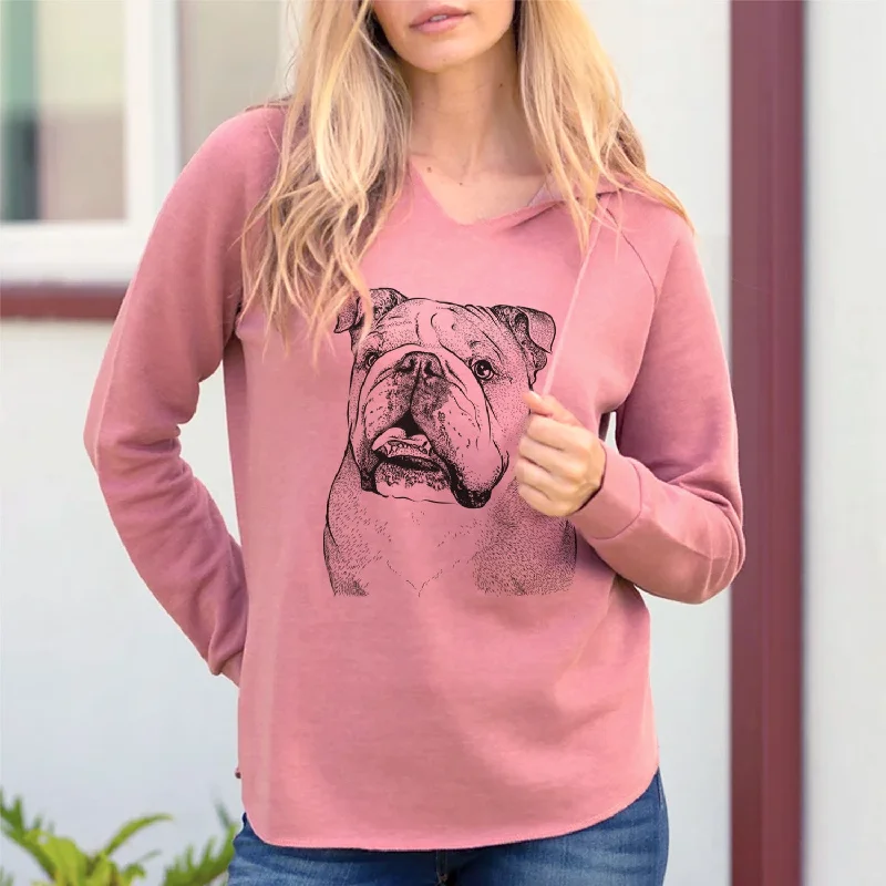 Bare Piggy the English Bulldog - Cali Wave Hooded Sweatshirt Hoodie with Hem Patch Decorative Personalized