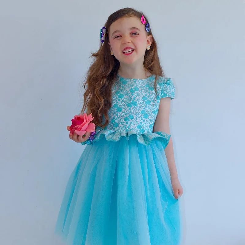 Enchanting Teal Party Dress for Girls Tunics Party sparkling