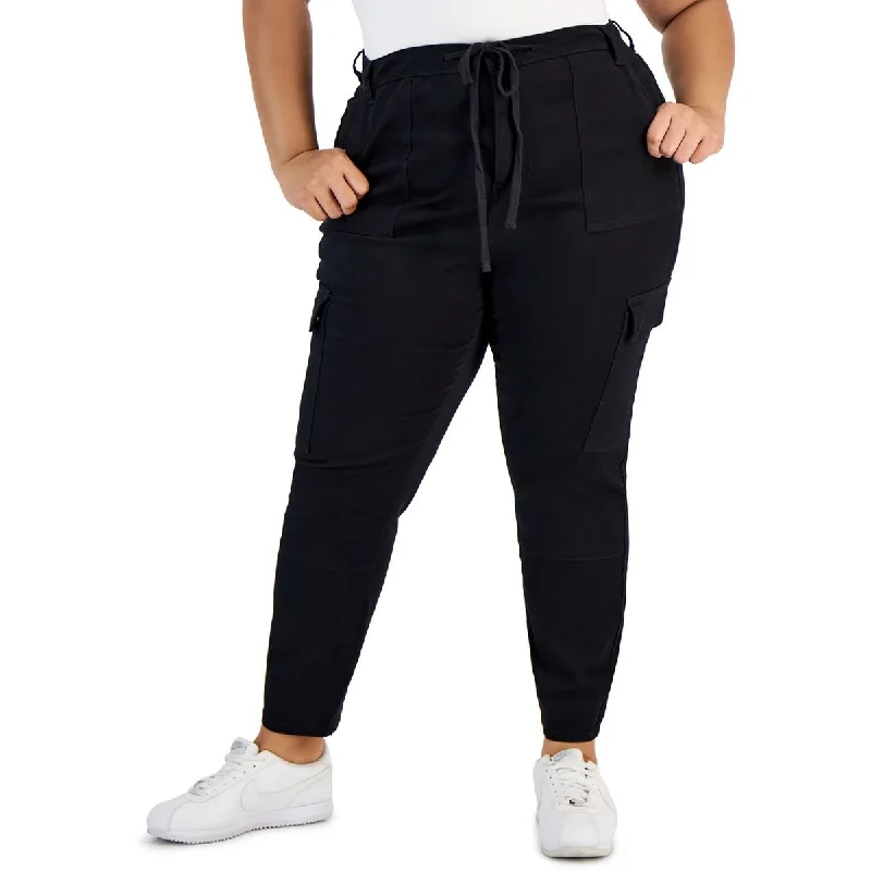 Plus Womens High-Rise Cargo Skinny Pants Fashionable Work Pants