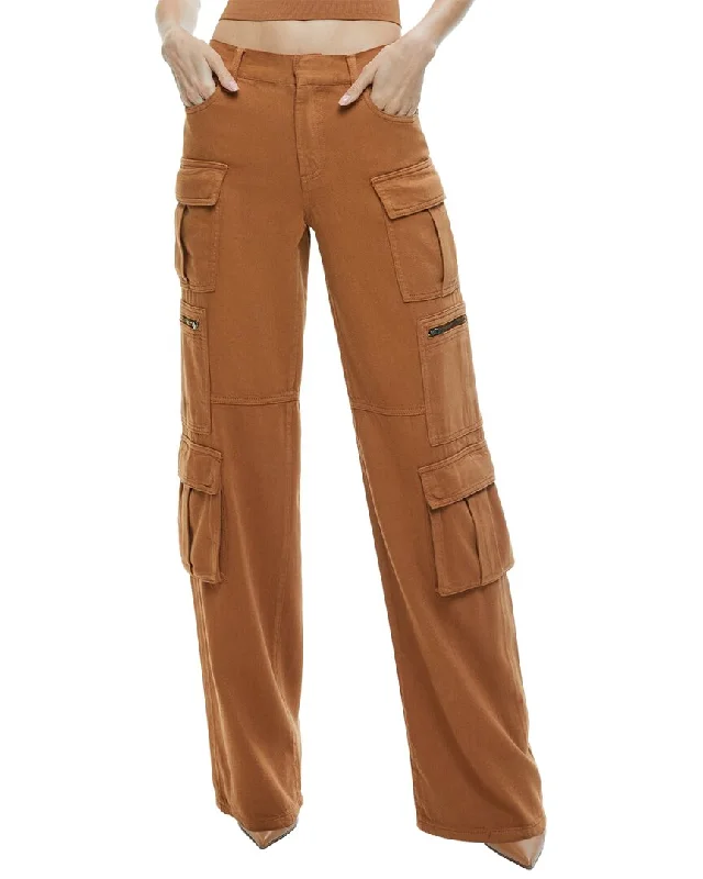 alice + olivia Cay Baggy Denim Cargo Pant High-Waist Jogger Pants