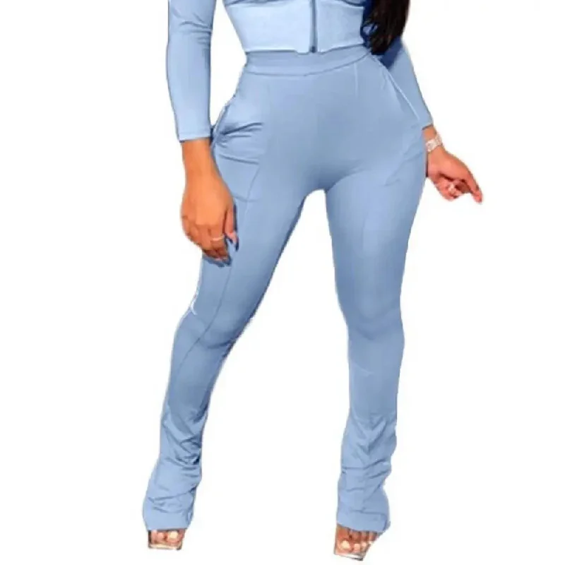 Supply Demand Women "Bag Talk" Solid Pants Light Blue Fashionable Tapered Leg Pants