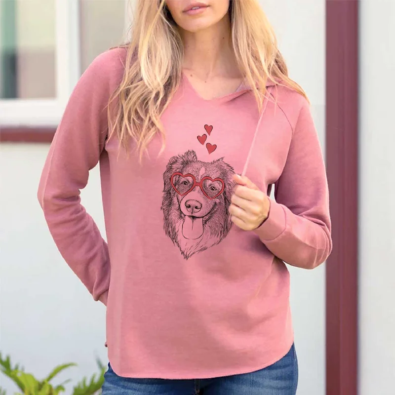 Valentine Siena the Australian Shepherd - Cali Wave Hooded Sweatshirt Hoodie with Puffed Sleeves Voluminous Trendy